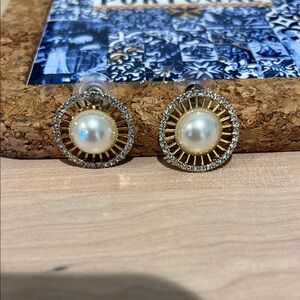 Elegant Gold and Silver Pearl Earrings